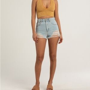 Abrand‎ High Relaxed Womens Denim Shorts in Light Distruct Women's 29